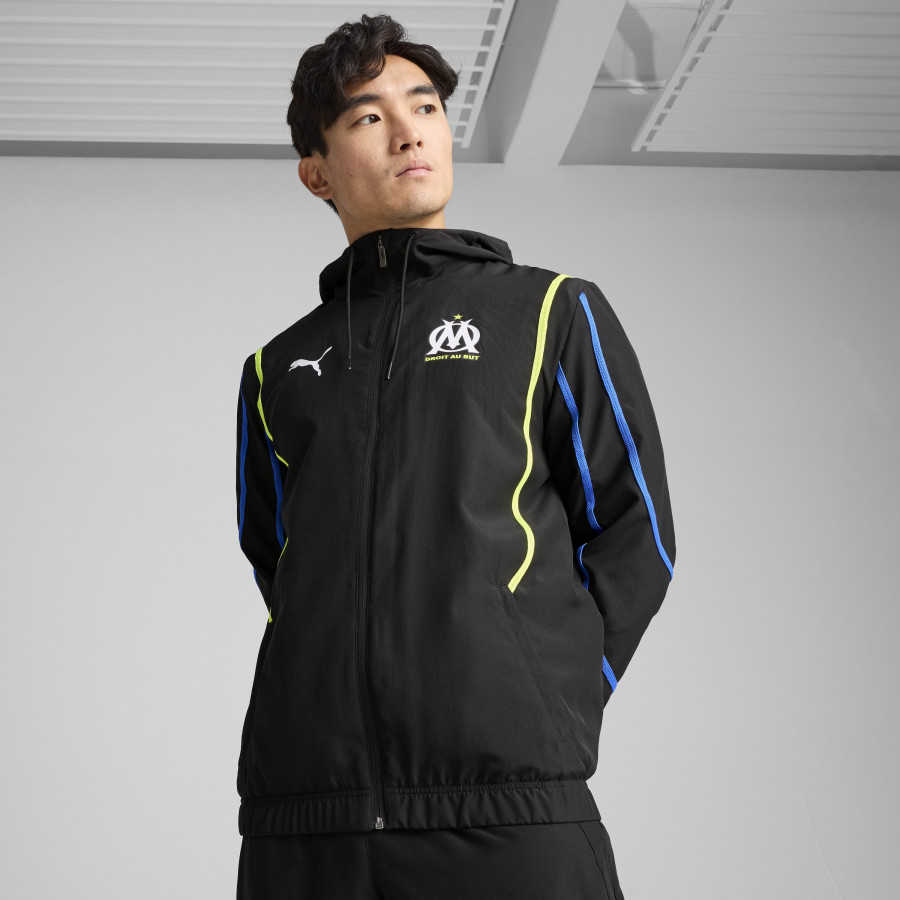 Veste survêtement OM Faster Woven noir jaune