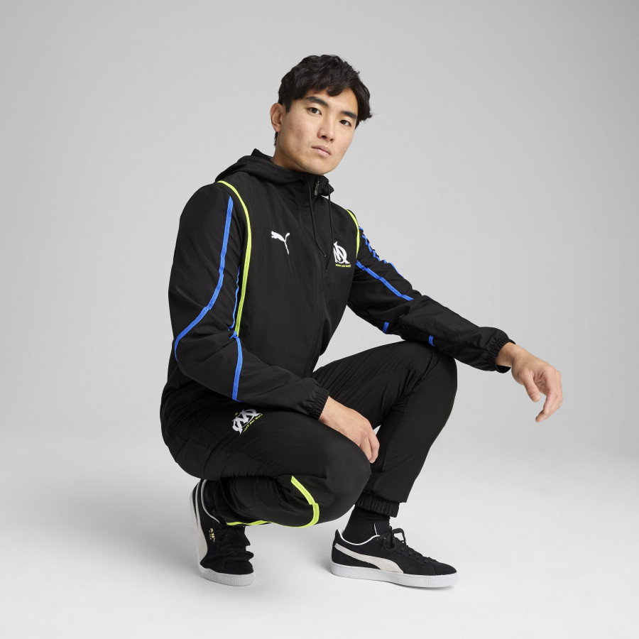 Veste survêtement OM Faster Woven noir jaune