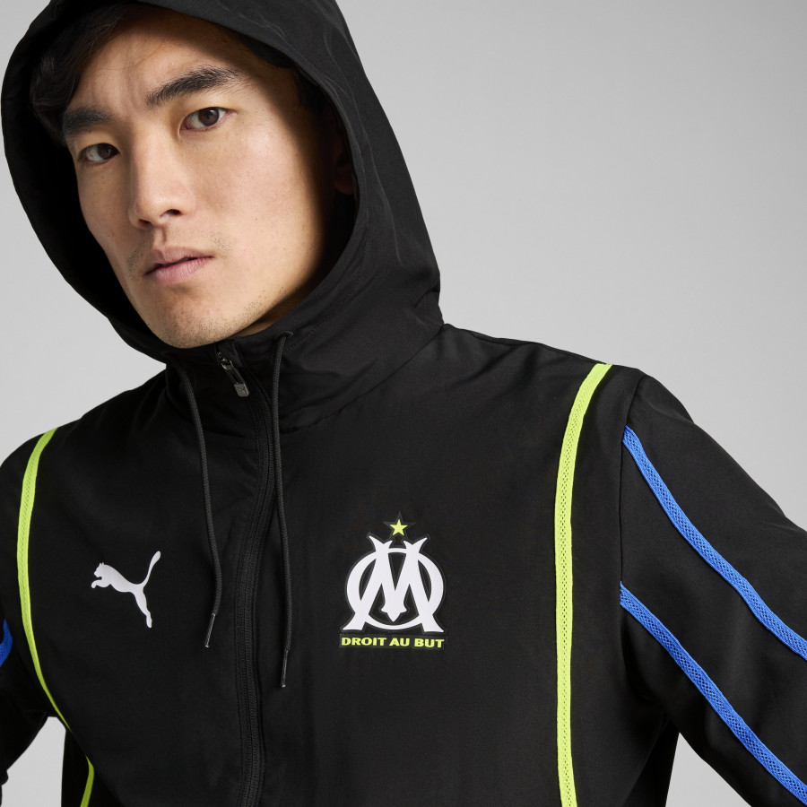 Veste survêtement OM Faster Woven noir jaune