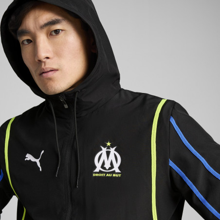 Veste survêtement OM Faster Woven noir jaune