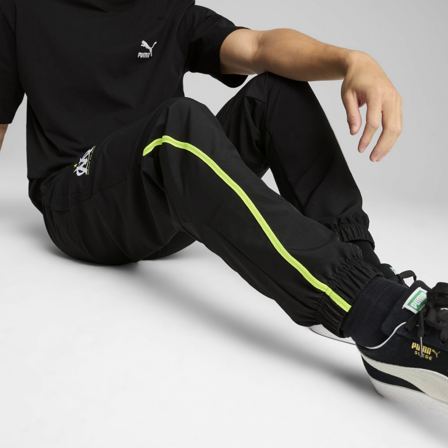 Pantalon survêtement OM Faster Woven noir jaune