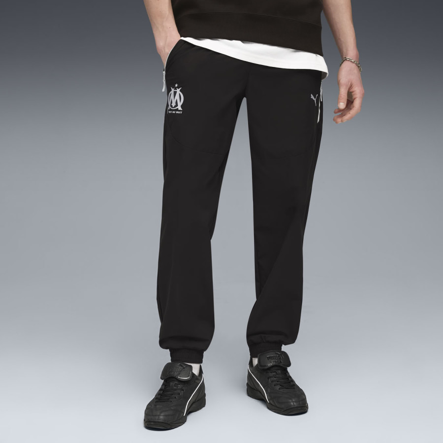 Pantalon survêtement OM PumaTech woven noir blanc