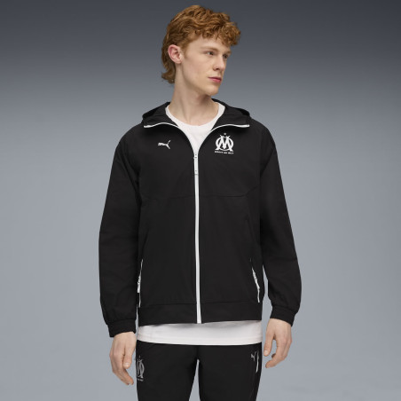 Veste survêtement OM PumaTech woven noir blanc