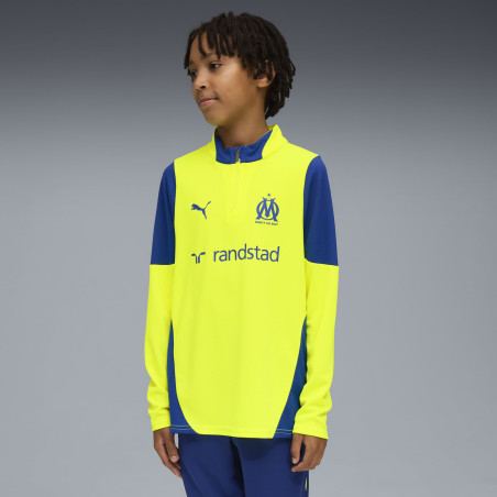 Sweat zippé junior OM jaune bleu