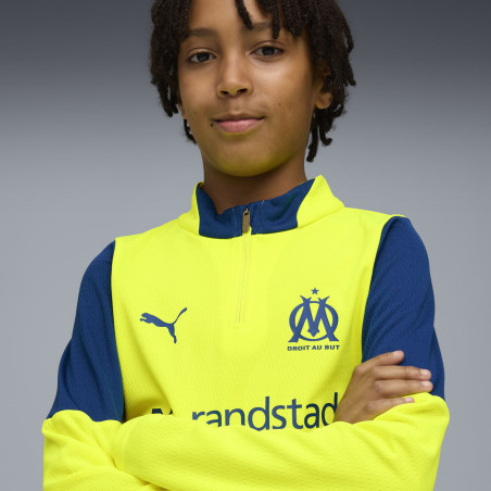 Sweat zippé junior OM jaune bleu