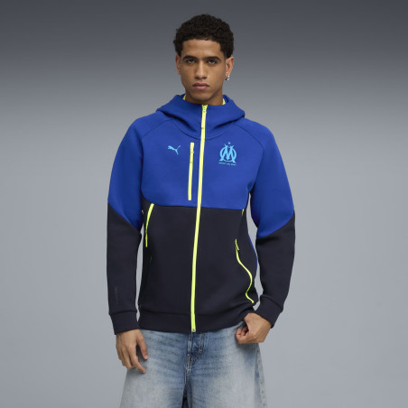 Veste survêtement OM PUMATECH Fleece bleu jaune