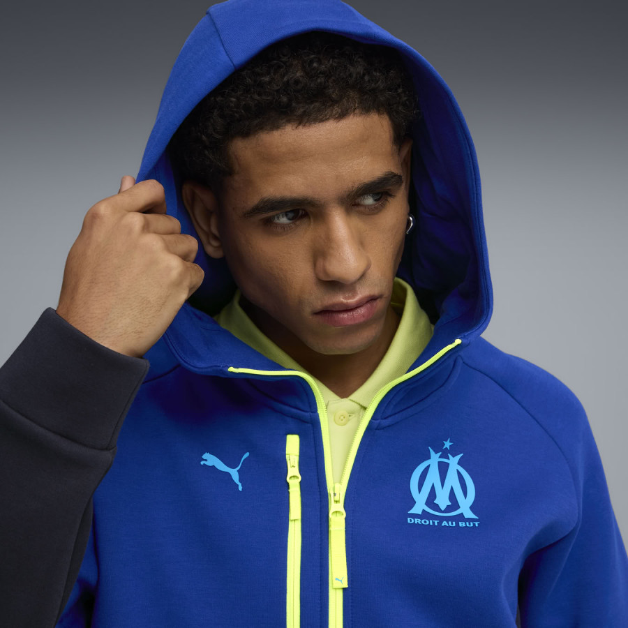 Veste survêtement OM PUMATECH Fleece bleu jaune