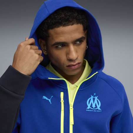 Veste survêtement OM PUMATECH Fleece bleu jaune