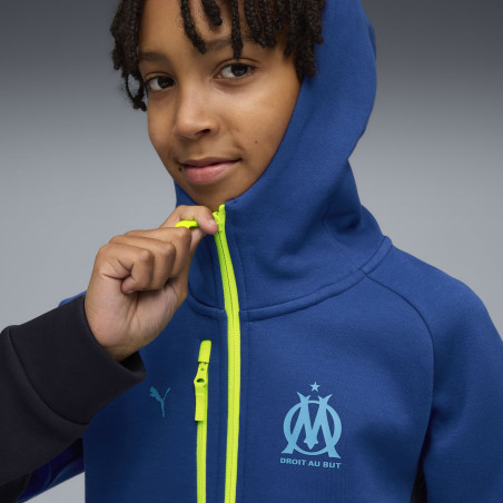 Veste survêtement junior OM PUMATECH Fleece bleu jaune