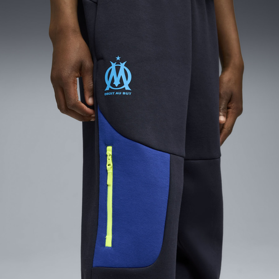 Pantalon survêtement junior OM PUMATECH Fleece noir bleu