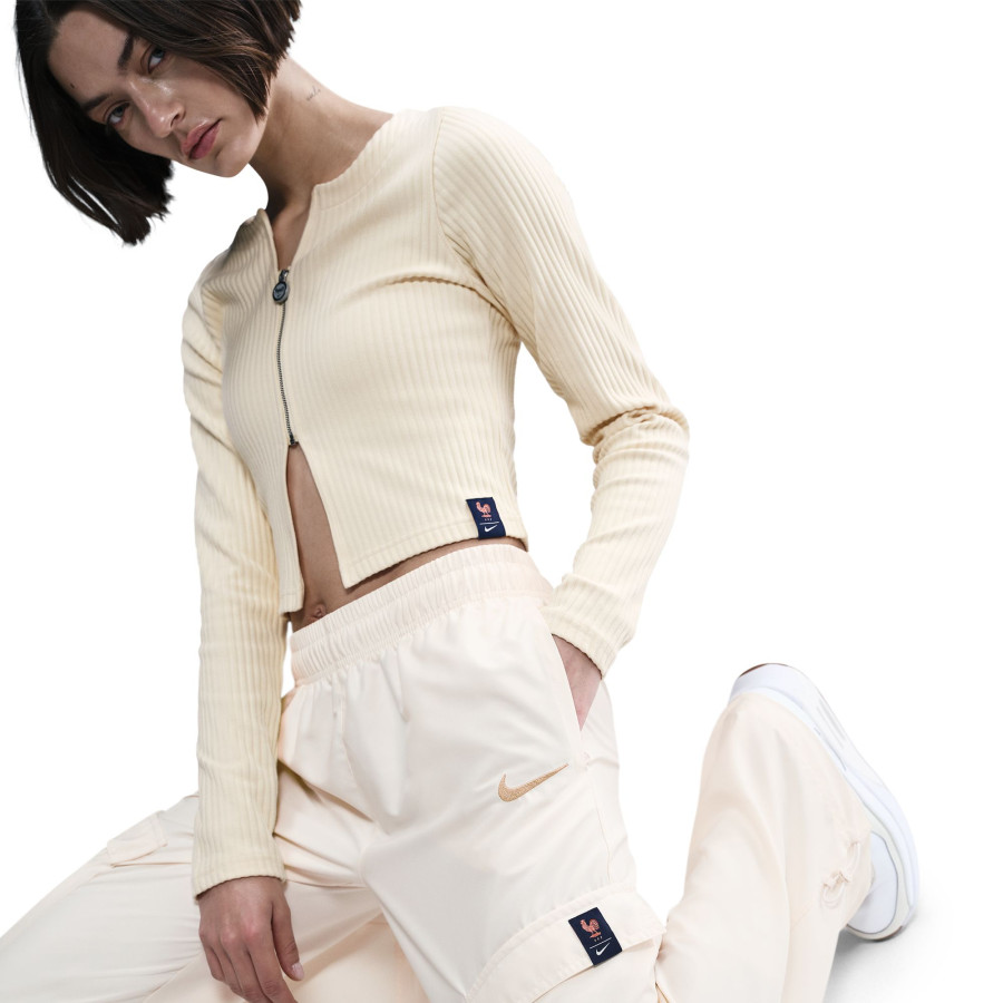 Pantalon cargo tissé Femme Equipe de France beige
