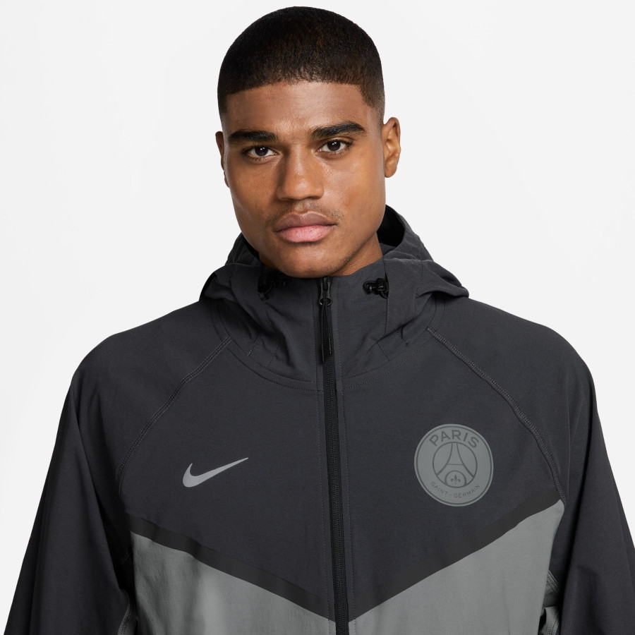 Veste survêtement PSG Tech Woven noir gris