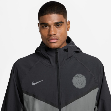 Veste survêtement PSG Tech Woven noir gris