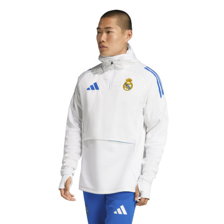 Sweat zippé à cagoule Real Madrid blanc