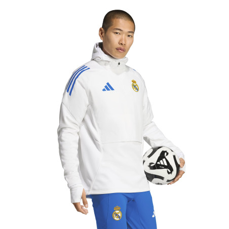 Sweat zippé à cagoule Real Madrid blanc