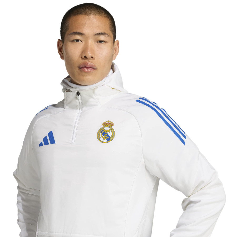 Sweat zippé à cagoule Real Madrid blanc