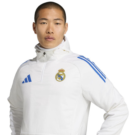 Sweat zippé à cagoule Real Madrid blanc