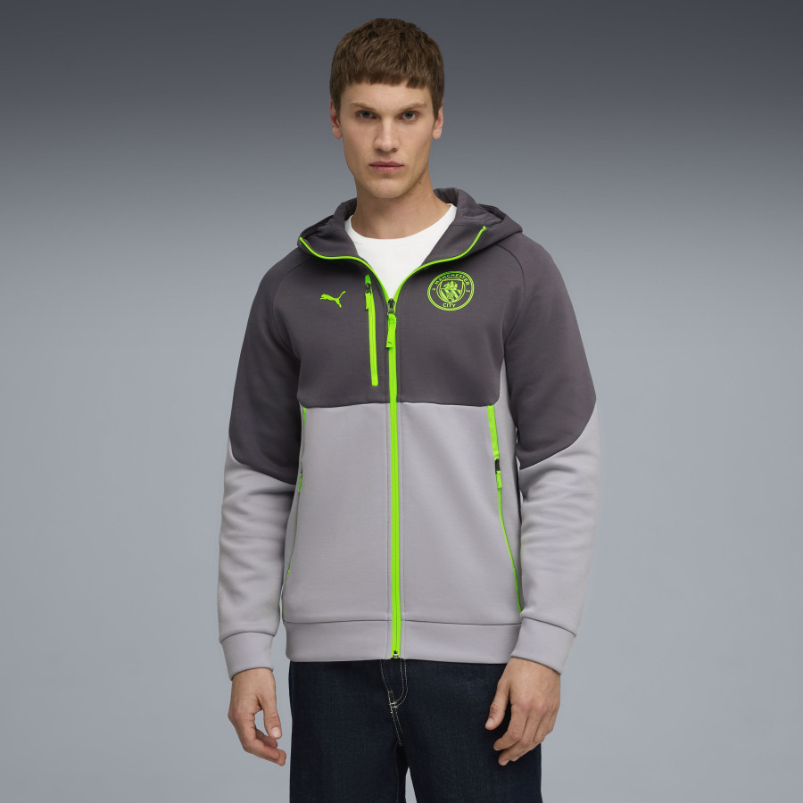 Veste survêtement à capuche Manchester City PUMATECH gris jaune