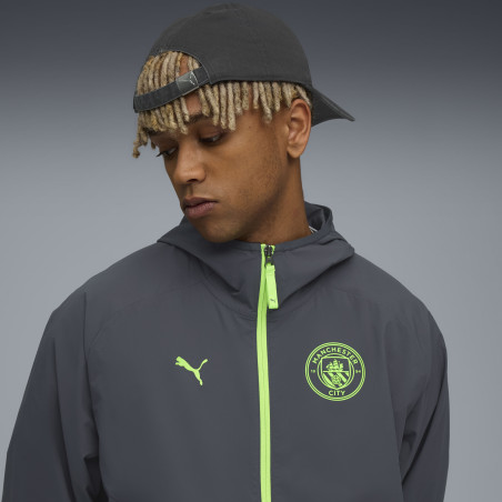 Veste survêtement à capuche Manchester City PUMATECH Woven gris jaune