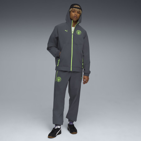 Veste survêtement à capuche Manchester City PUMATECH Woven gris jaune