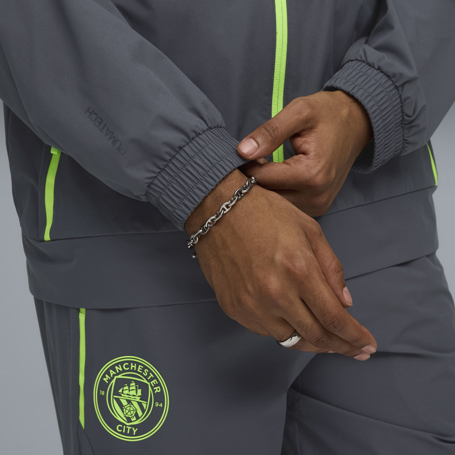 Veste survêtement à capuche Manchester City PUMATECH Woven gris jaune