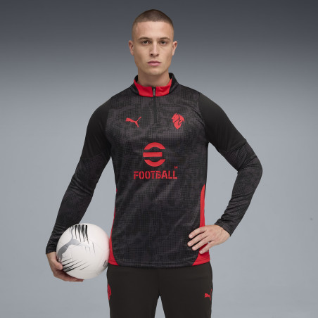 Sweat zippé Milan AC noir rouge