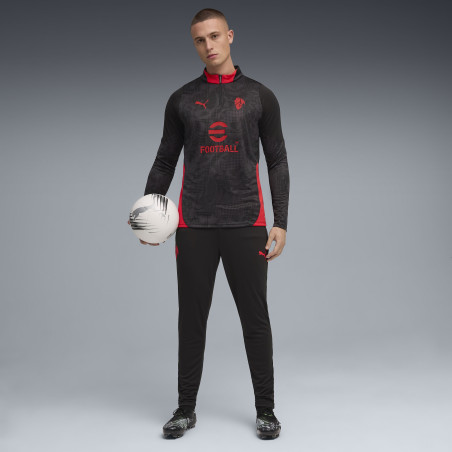 Sweat zippé Milan AC noir rouge