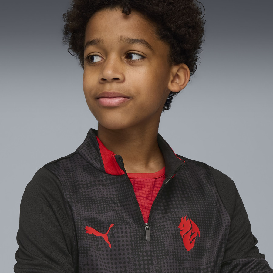 Sweat zippé junior Milan AC noir rouge