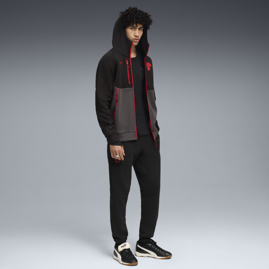 Veste survêtement à capuche Milan AC PUMATECH noir rouge