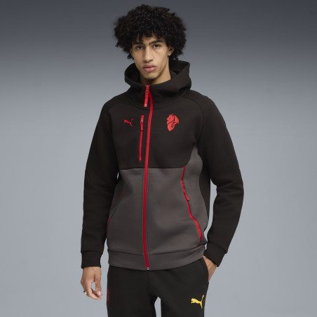 Veste survêtement à capuche Milan AC PUMATECH noir rouge