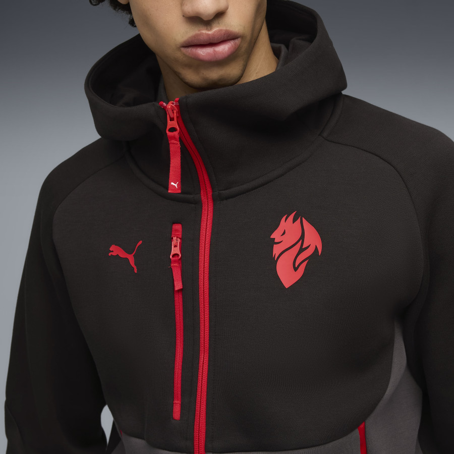Veste survêtement à capuche Milan AC PUMATECH noir rouge