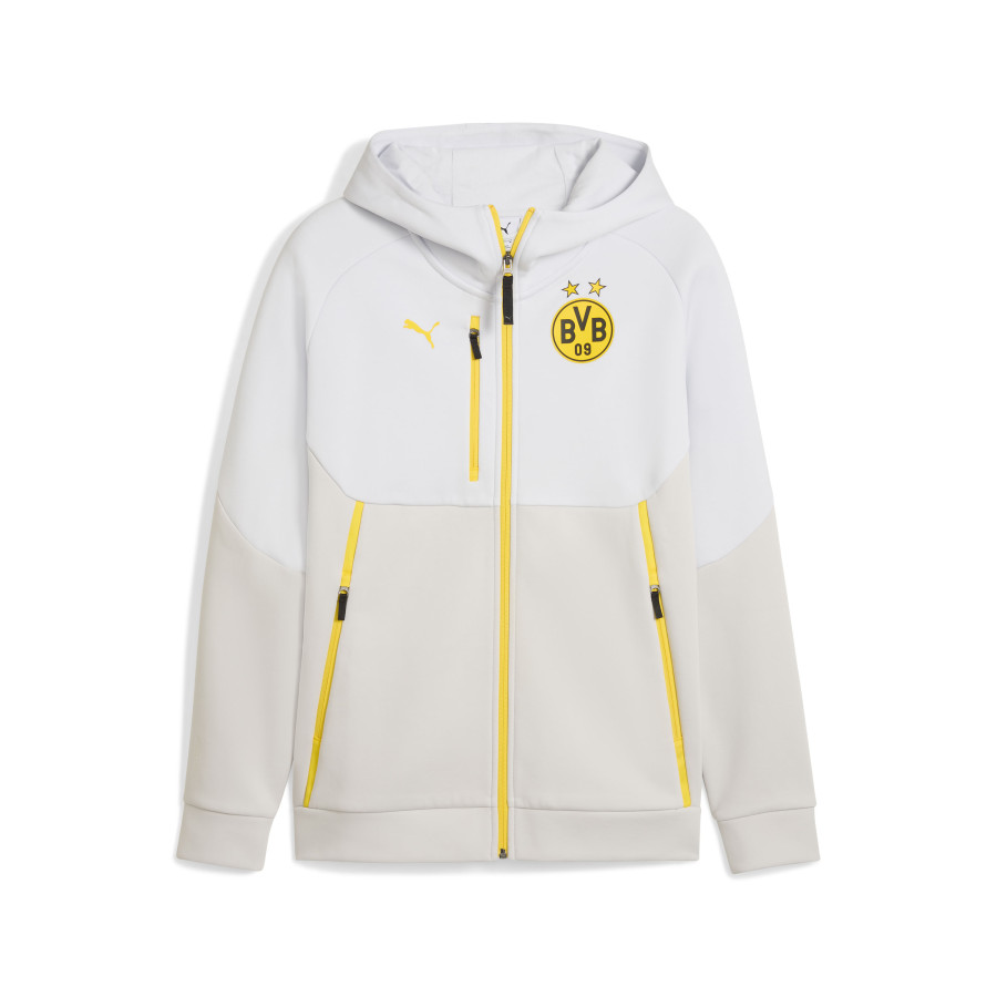 Veste survêtement à capuche Dortmund PUMATECH blanc jaune