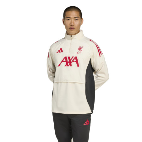 Sweat zippé Liverpool hiver blanc rouge