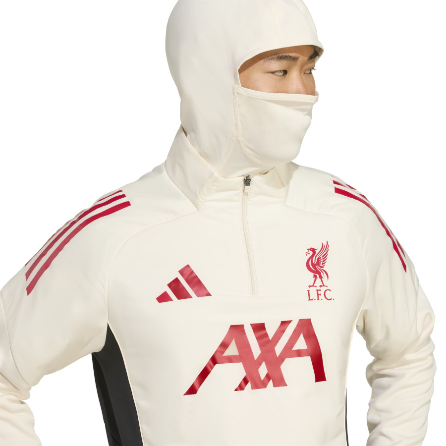 Sweat zippé Liverpool hiver blanc rouge