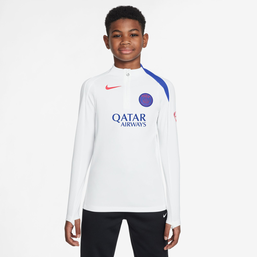 Sweat zippé junior PSG Strike blanc bleu