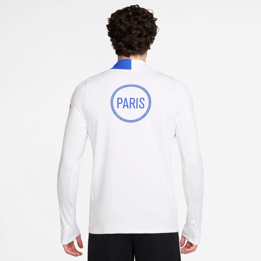 Sweat zippé PSG Strike blanc bleu