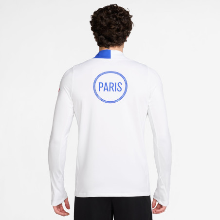 Sweat zippé PSG Strike blanc bleu