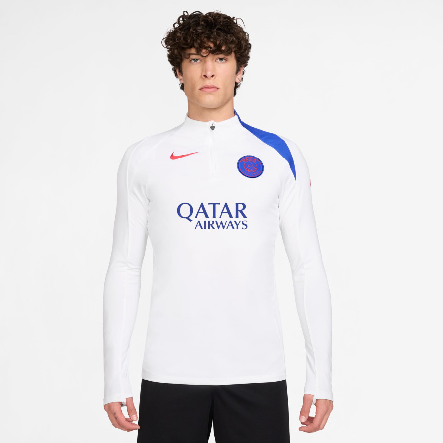 Sweat zippé PSG Strike blanc bleu