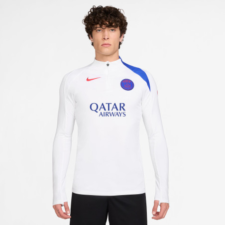 Sweat zippé PSG Strike blanc bleu
