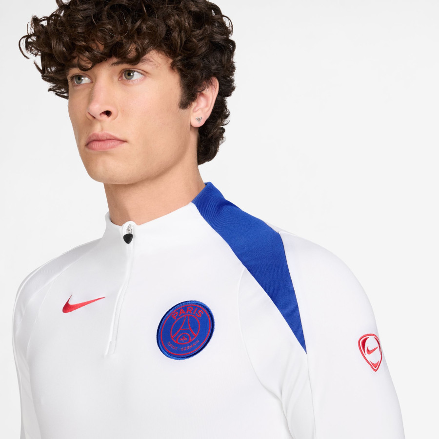 Sweat zippé PSG Strike blanc bleu