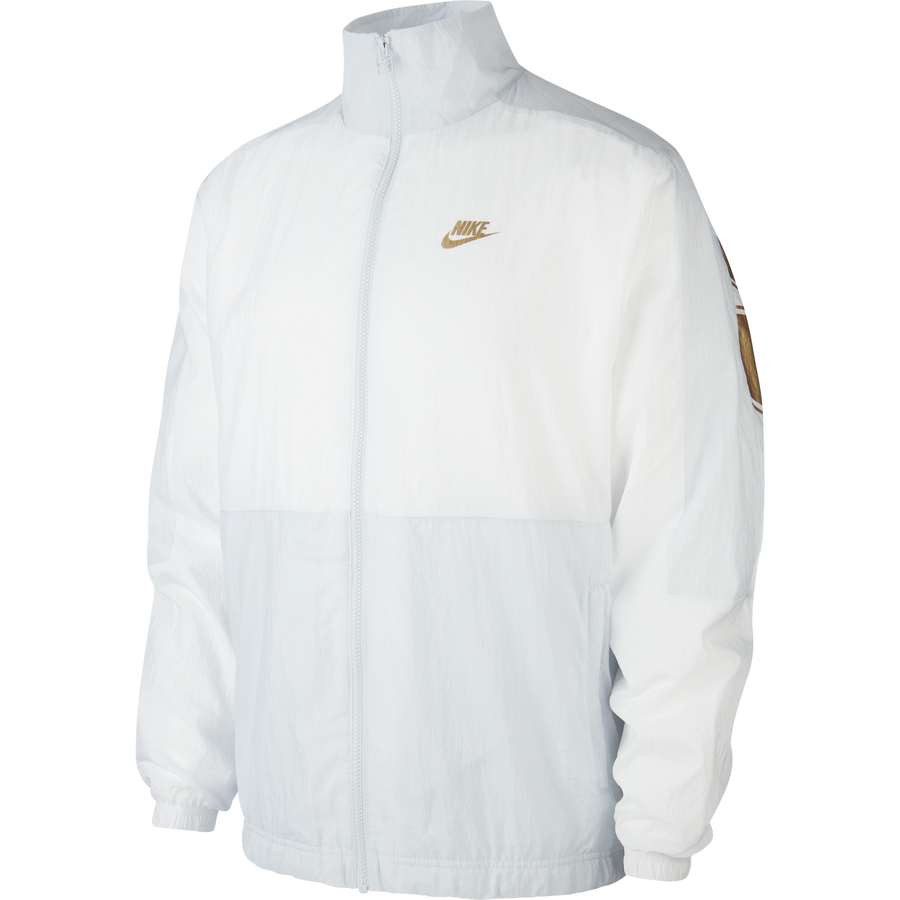 Veste survêtement Nike Air Woven blanc or